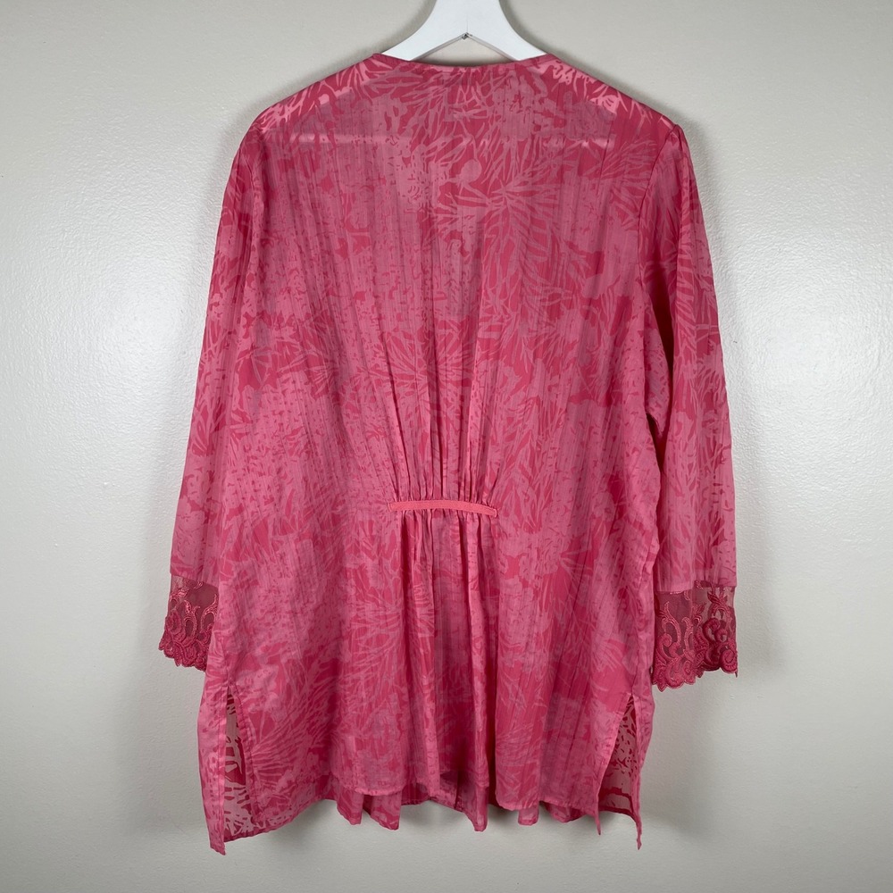Coldwater Creek Women's 2X Tunic Top Pink Abstract Mesh Embroidery Lace - Picture 2 of 8